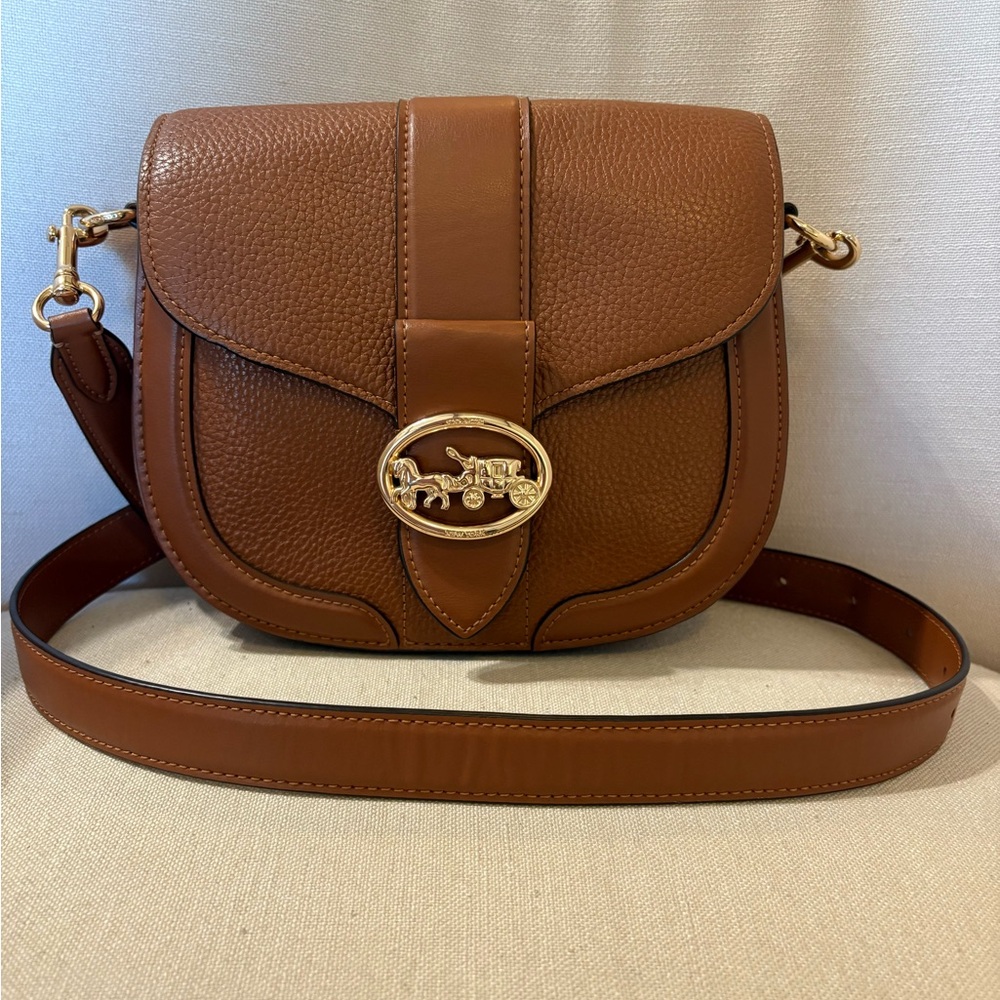 COACH Georgie Brown Leather Saddle Bag